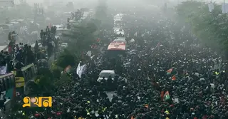 মঞ্চে নেতাকর্মীরা, ধীরগতিতে তারেক রহমানের গাড়িবহর